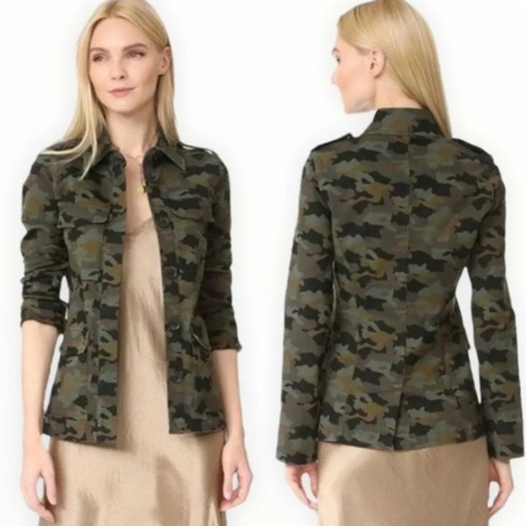 NWOT L'AGENCE Cromwell Camouflage Military Jacket Green Multi Casual Women Small - Picture 3 of 14